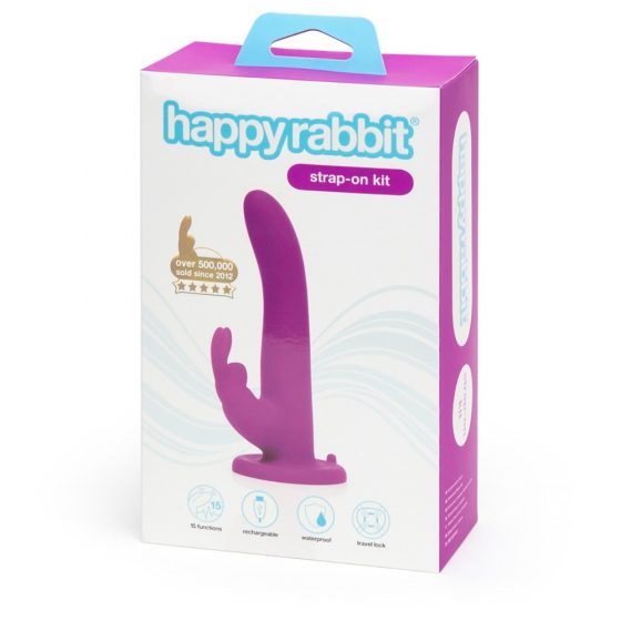 Happyrabbit Strap-On - λαγουδάκι δονητής προσάρτησης (μωβ)