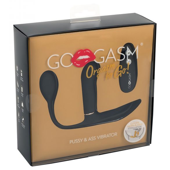 GoGasm Pussy & Ass - επαναφορτιζόμενος, ασύρματος 3-άκτινος δονητής (μαύρος) 