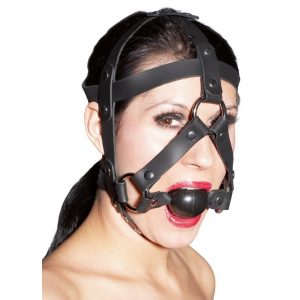 ΖΑDΟ - δερμάτινη μάσκα κεφαλιού με φίμωτρο (μαύρο)