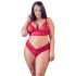 Σετ σουτιέν από απαλό δαντέλα Cottelli Plus Size (κόκκινο)  - 3XL