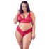 Σετ σουτιέν από απαλό δαντέλα Cottelli Plus Size (κόκκινο)  - 3XL