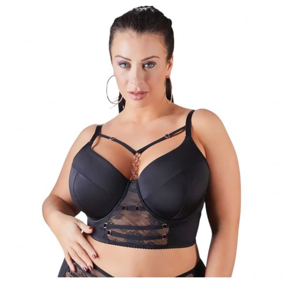 Cottelli Plus Size - σουτιέν με δαντέλα και λουράκια (μαύρο)  - 90D