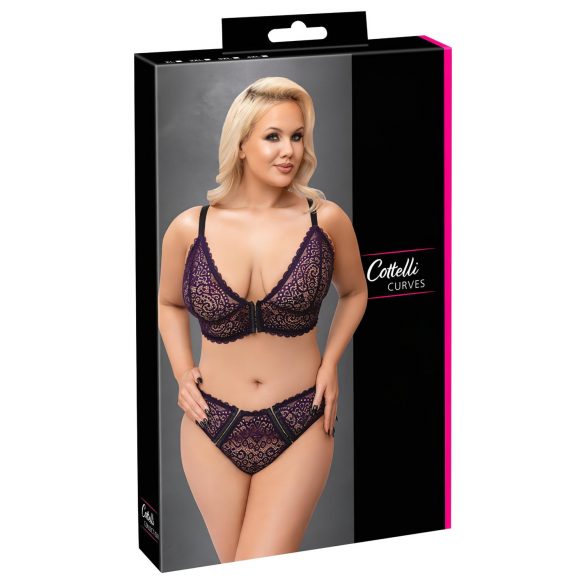 Σετ σουτιέν Cottelli Curves Plus Size - διάφανο με σχέδια (μωβ) - 2XL