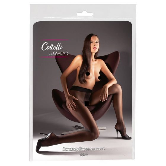 Cottelli - Σατέν Σέξι Κάλτσες με Ανοιχτό Καβάλο - M