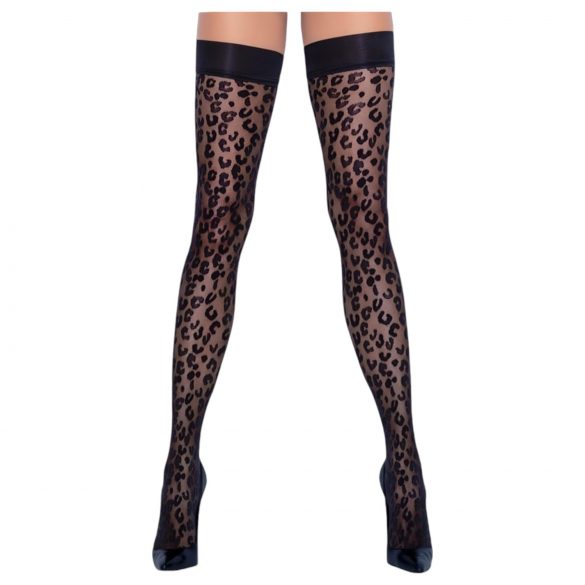 Cottelli Legwear - λεοπάρδαλιες κάλτσες μηρού (μαύρο)  - 5