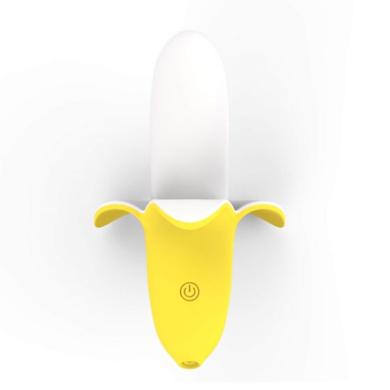 Μοναχικός - επαναφορτιζόμενος, αδιάβροχος, δονητής μπανάνας (κίτρινο-λευκό)