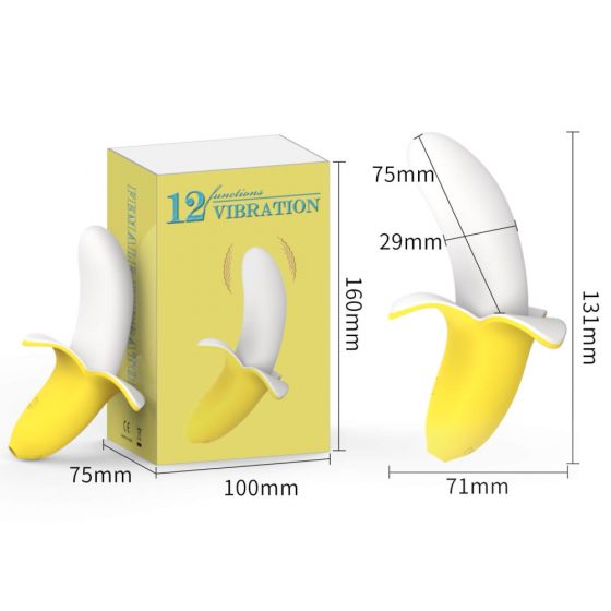Μοναχικός - επαναφορτιζόμενος, αδιάβροχος, δονητής μπανάνας (κίτρινο-λευκό)