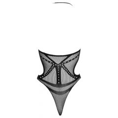   NO:XQSE - Διαφανές κορμάκι με σχέδιο σταυρού (μαύρο, S-L)