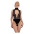 Abierta Fina - lace open body with rhinestones (black) 