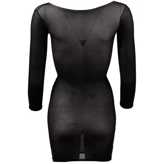 NO:XQSE - Μακρυμάνικο, ημιδιαφανές καλσόν φόρεμα - μαύρο (S-L)