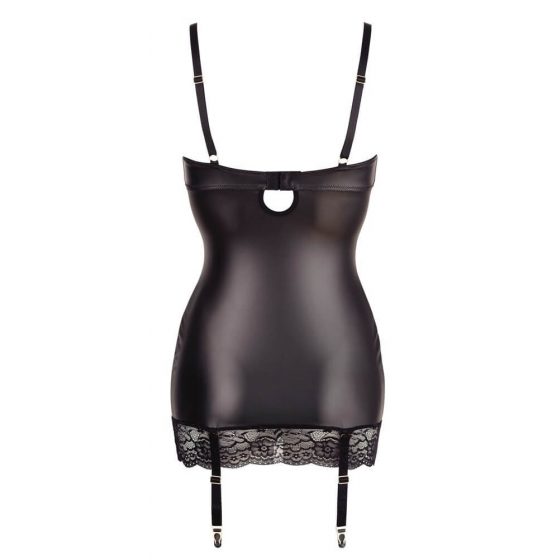 Ανοικτή Κομψότητα – Σατέν Γυαλιστερό Φόρεμα με Ανύψωση Στήθους (Μαύρο) - 80B/M