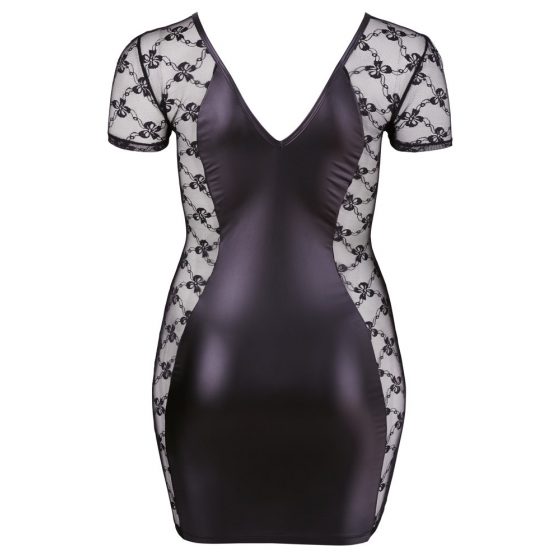 Κοττελλί Plus Size - φόρεμα με φιογκάκια και δαντέλα (μαύρο)