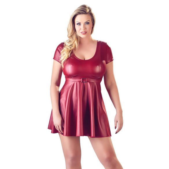 Κοττέλι Plus Size - Μίνι φόρεμα σε σχήμα Α (μπορντό)  - XL