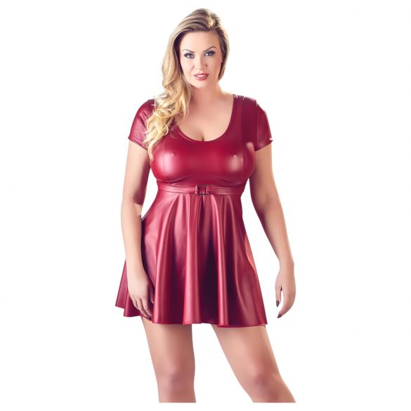 Κοττέλι Plus Size - Μίνι φόρεμα σε σχήμα Α (μπορντό)  - 2XL