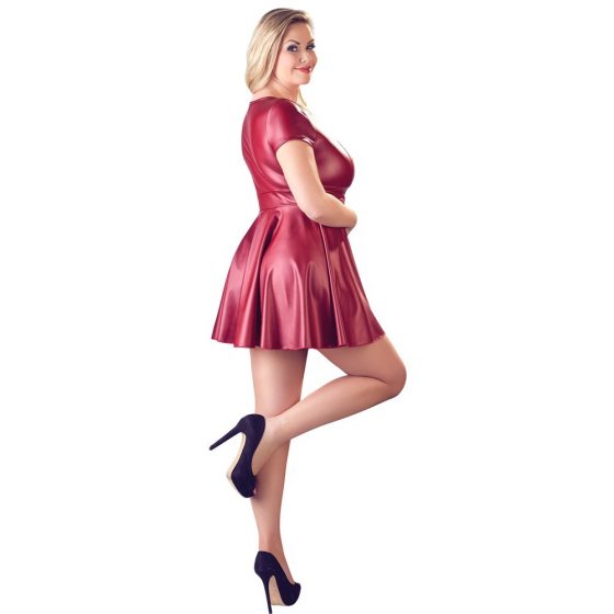 Κοττέλι Plus Size - Μίνι φόρεμα σε σχήμα Α (μπορντό) - 2XL