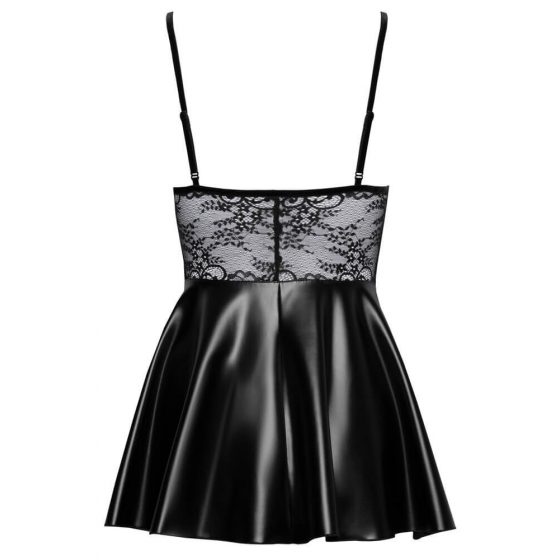 Νουάρ - δαντελένιο φόρεμα με γυαλιστερή φούστα (μαύρο)
