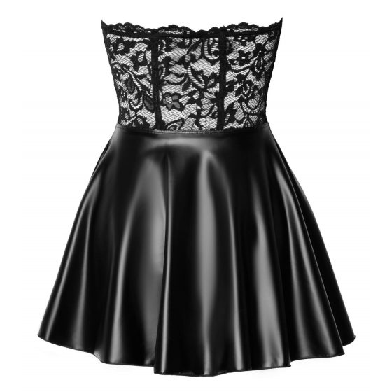 Noir - δαντελένιο κορυφαίο λαμπερό μίνι φόρεμα (μαύρο) - M
