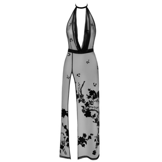 Noir - τελείως διάφανο μακρύ φόρεμα με λουλούδια (μαύρο)