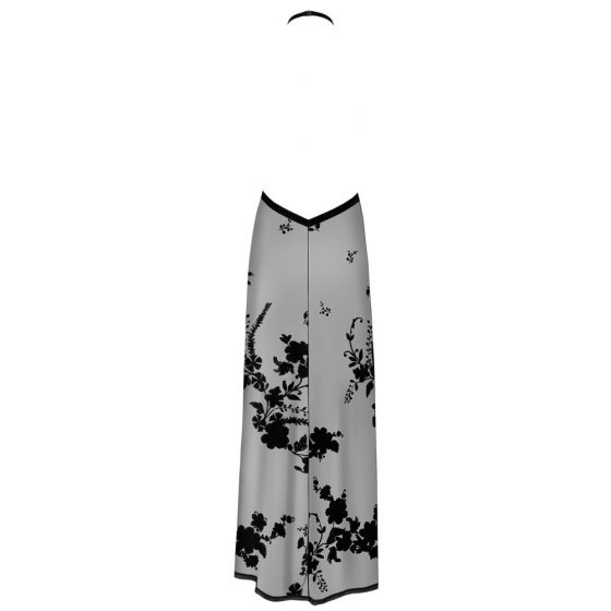 Noir - τελείως διάφανο μακρύ φόρεμα με λουλούδια (μαύρο) - M