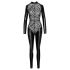 Νουάρ - μακρύ ολόσωμο τσόχινο κοστούμι με γυαλιστερά τίγριο σχέδια (μαύρο)