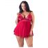 Cottelli Plus Size - δαντελωτό, αέρινο babydoll (κόκκινο)