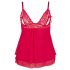 Cottelli Plus Size - δαντελωτό, ελαφρύ babydoll (κόκκινο)  - XL