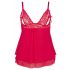 Cottelli Plus Size - δαντελωτό, ελαφρύ babydoll (κόκκινο)  - 2XL