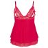 Cottelli Plus Size - Δαντελωτό, αέρινο babydoll (κόκκινο) - 3XL