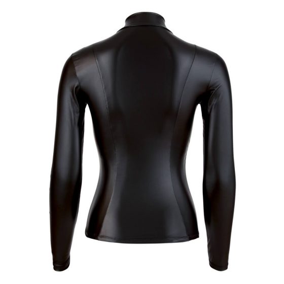 Cottelli - γυναικεία μπλούζα με ζιπ και μακρύ μανίκι (μαύρο) - XL