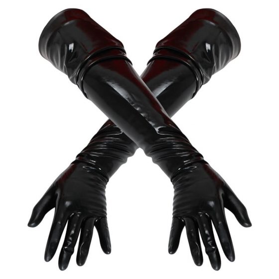 Λάτεξ - μακριά, unisex γάντια (μαύρα) - M