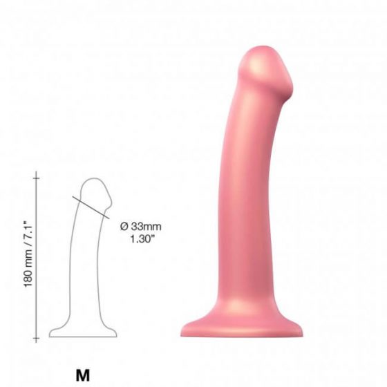 Strap-on-me Μεταλλική Λάμψη M - Φιλικό προς το δέρμα δονητής (μεταλλικό ροζ)