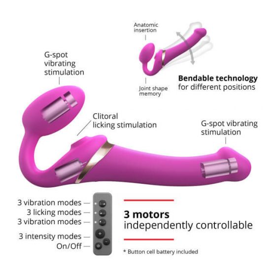 Strap-on-me M - πλάγιας κίνησης δονητής αέριων κυμάτων (ροζ)