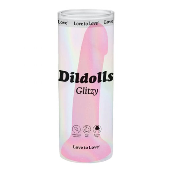 Dildolls Glitzy - προσκολλημένος σιλικόνη δονητής (ροζ)