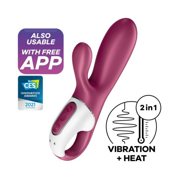 Satisfyer Hot Bunny - έξυπνος δονητής θέρμανσης με κλειτοριδικό βραχίονα (κόκκινο) 