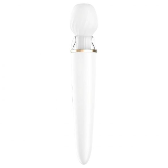 Satisfyer Double Wand-er - έξυπνος δονούμενος μασέρ (λευκό)