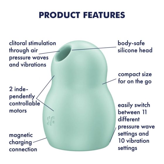 Συσκευή Διέγερσης Κλειτορίδας Satisfyer Pro To Go 1 με Κυματισμούς Αέρα και Δόνηση (μέντα)