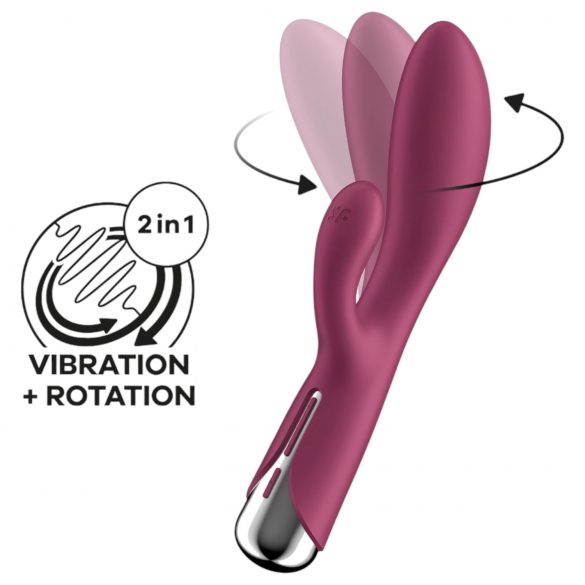 Satisfyer Spinning Rabbit 1 - περιστρεφόμενος δονητής με κλειτοριδικό βραχίονα (κόκκινο)