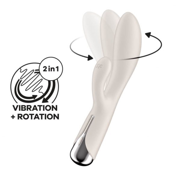 Satisfyer Spinning Rabbit 1 - περιστρεφόμενος δονητής με κλειτοριδικό βραχίονα (μπεζ) 