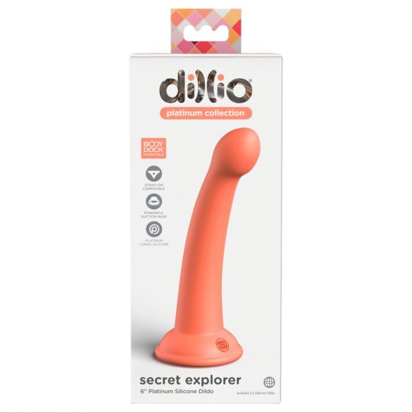 Dillio Secret Explorer - δονητής με βεντούζα σε σχήμα βαλάνου (17cm) - πορτοκαλί