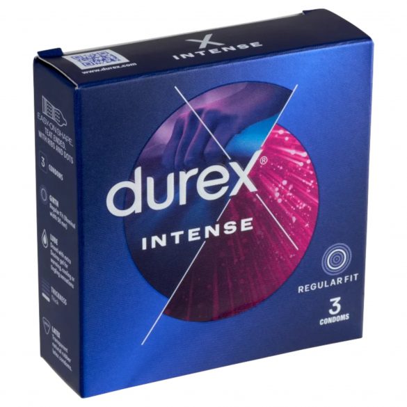 Durex Intense - ραβδωτό και διάτρητο προφυλακτικό (3 τεμάχια) 