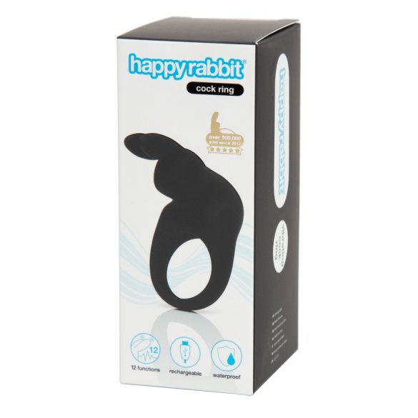 Happyrabbit Cock - επαναφορτιζόμενο δαχτυλίδι δόνησης πέους (μαύρο) 