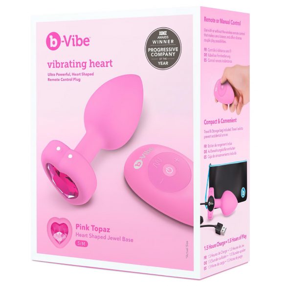 b-vibe heart - ασύρματο επαναφορτιζόμενο πρωκτικό δονητάκι (ροζ)