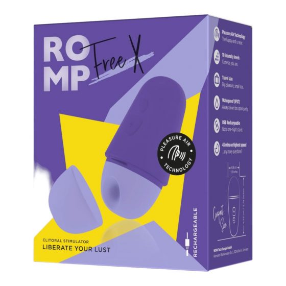ROMP Free X - επαναφορτιζόμενος, διεγέρτης κλειτορίδας με κυματισμό αέρα (μωβ)