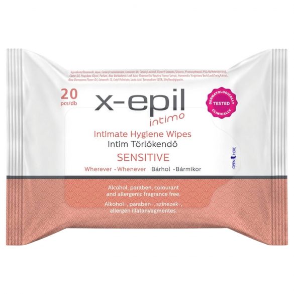 X-Epil Intimo Sensitive - ευαίσθητα μαντηλάκια καθαρισμού (20 τεμ)