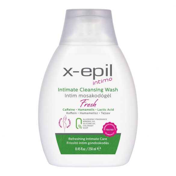 X-Epil Intimo Fresh - τζελ καθαρισμού ευαίσθητων περιοχών με καφεΐνη και χαμαμέλις (250ml)