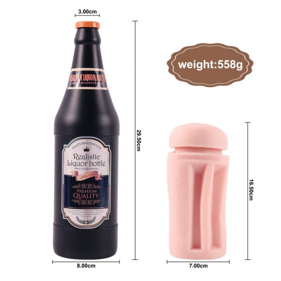 Μοναχικός - ρεαλιστικό τεχνητό αιδοίο σε μπουκάλι μπύρας (φυσικό-μαύρο)