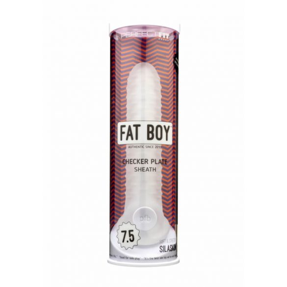 Λιπανόμενη Ανδρική Προέκταση Fat Boy Checker Box (19cm) - γαλακτώδες λευκό 