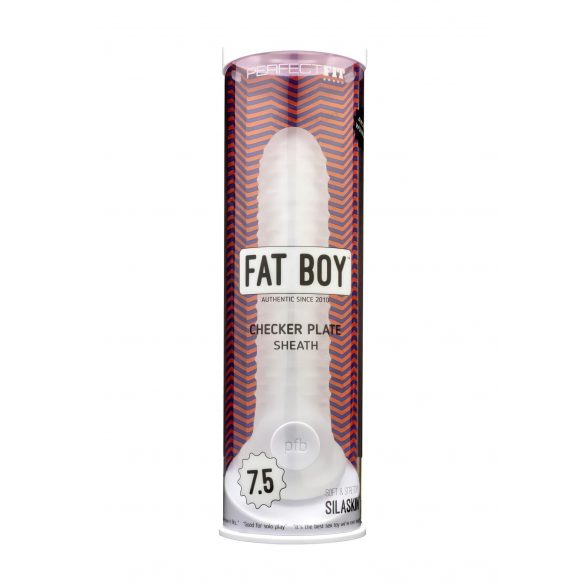 Λιπανόμενη Ανδρική Προέκταση Fat Boy Checker Box (19cm) - γαλακτώδες λευκό 