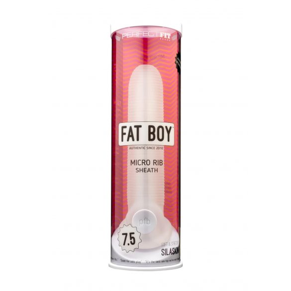 Fat Boy Micro Ribbed - φαλλοπροθετικό κάλυμμα (19cm) - λευκή απόχρωση 