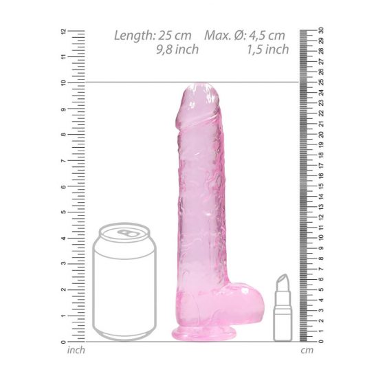 REALROCK - διαφανές ρεαλιστικό δονητής - ροζ (22cm)